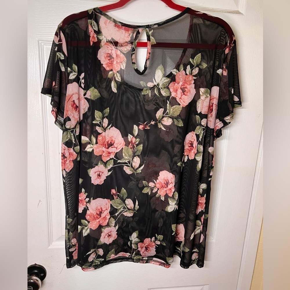 First Love Sheer blouse black and floral - Picture 3 of 5